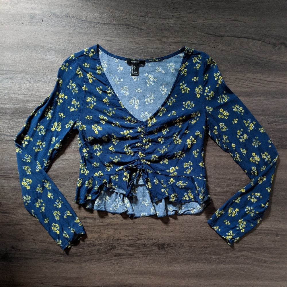 Floral Long Sleeve Crop Top